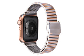 DZ Stainless Steel Metal Watch strap For Apple iWatch (Silver Rose Gold)