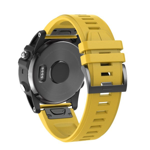 22mm 26mm Sport Silicone Watchband For Garmin Fenix  5Plus/5X Plus Easy Fit Quick Release Starp Black Steel Buckle-Yellow