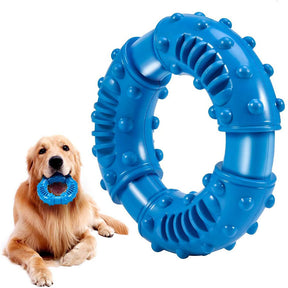 Dog Chew Toys Circle Non-Toxic Natural Rubber Durable Puppy Molar Toy-Blue