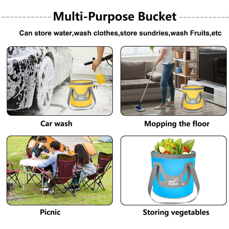 2Pcs Collapsible Bucket with Handle Ultra Outdoor Basin Pail 20L-12L