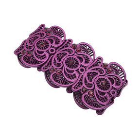 Womens Vintage Filigree Cuff Bangle Bracelet-Purple