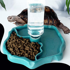 Reptile Water Bottle Automatic Feeders Waterer Food Bowl-White