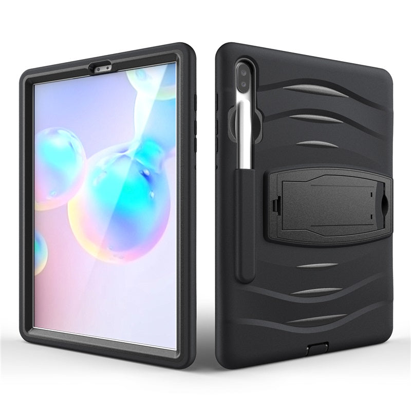 Shock Wave Kickstand Case Anti-Fall Protection With Pencil Holder For Samsung Tab S6 10.5inch T860/T865/T867(2019)-Black