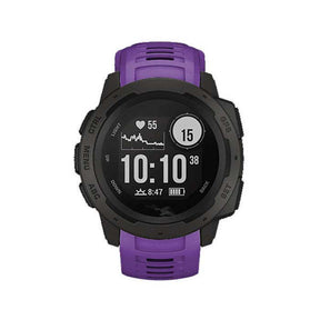 For Garmin Instinct Watchband Soft Silicone Adjustable Replacement Strap 22MM Black Steel Buckle-Purple