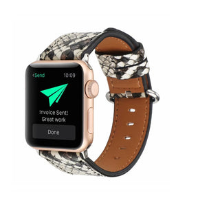 Snakeskin Pattern PU Leather Watch Band Microfiber Design For Apple Watch SE/6/5/4/3/2/1(Green)