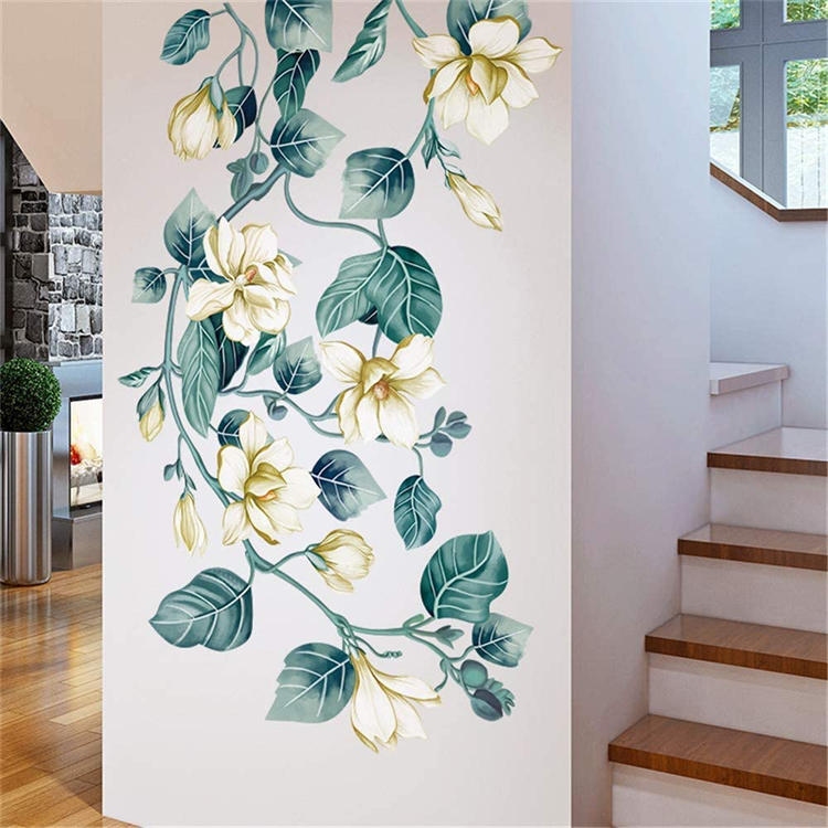 Removable DIY 3D Flower Vine White Floral Leaf Art Decor Wall Sticker Living Room