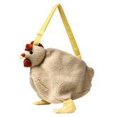 Cartoon Chicken Bag Plush Crossbody Bag For Girls Women-Khaki