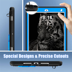 Tablet Case Kids Friendly with Pencil Holder for iPad 11 2020/2021/2022-BlackBlue