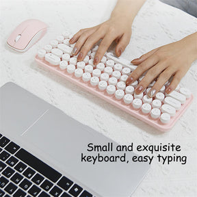 Wireless Keyboard and Mouse Set Combo 2.4G for Laptop Desktop-IDou-Peach Pink