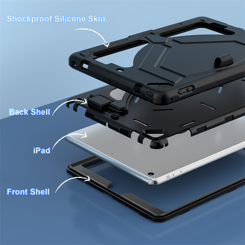 Tablet Case Rugged with Kickstand for iPad 6th/5th Generation 2018/2017-Black