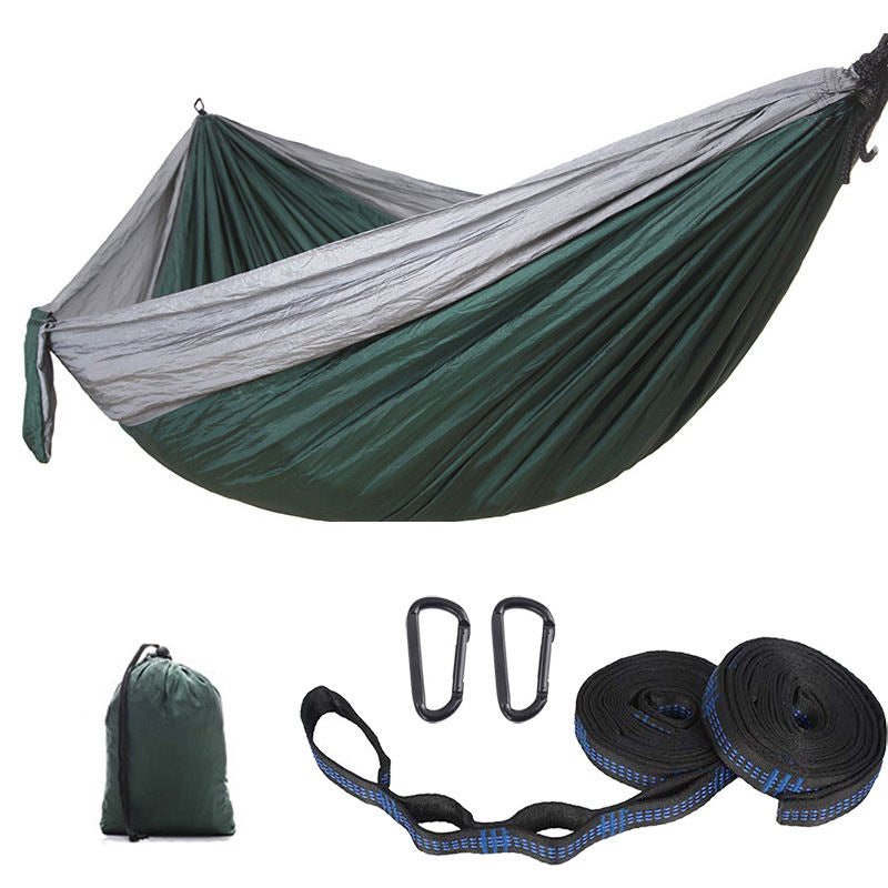 Camping Portable Hammocks with 2 Tree Straps for Travel Beach Backyard-Gray/DarkGreen