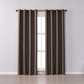 2 Panels Solid Color Blackout Curtains for Living Room-CoffeeColor