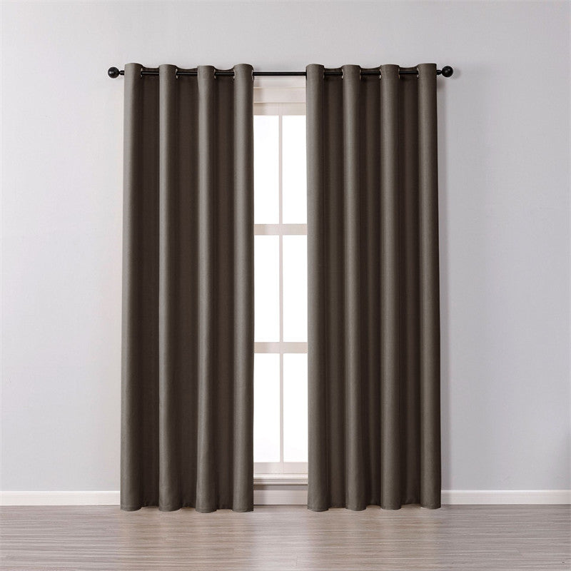 2 Panels Solid Color Blackout Curtains for Living Room-CoffeeColor