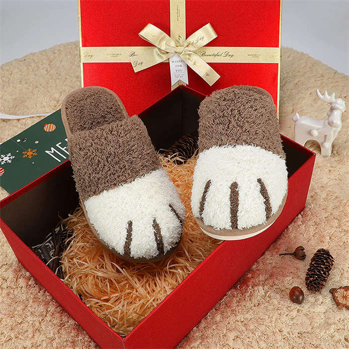 Memory Foam Unisex Slippers Comfortable Cute Animal Soft Shoes-Coffee