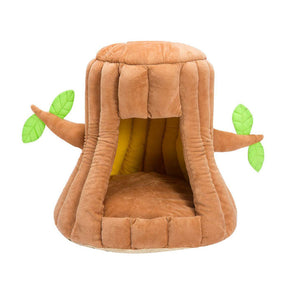 Stump Shape Cozy Pet Bed Warm Sleeping Bed for Cats and Puppy-Coffee