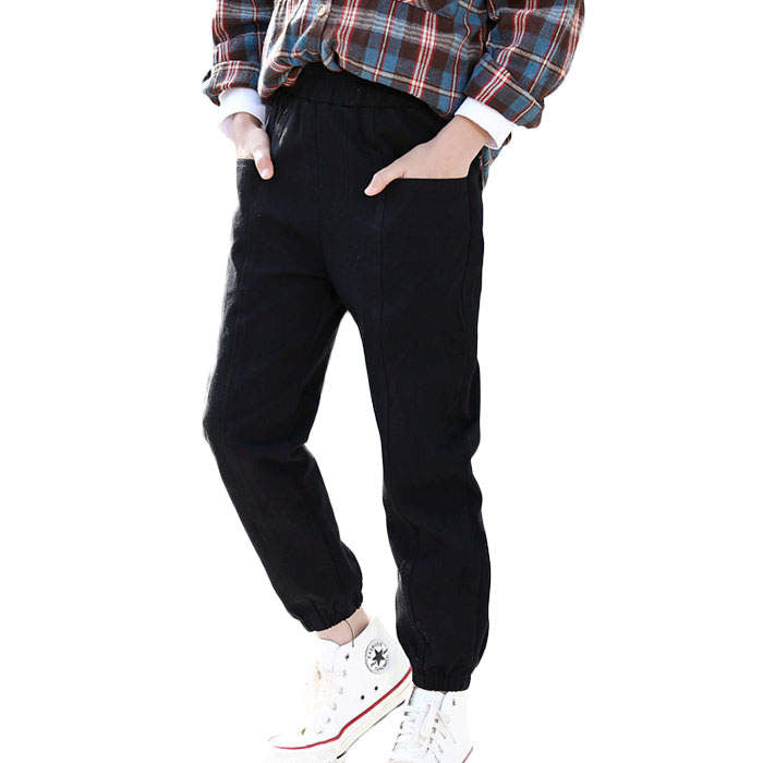 Girls Joggers Long Pants Pockets Outdoor Casual Trousers Big Pocket-Black