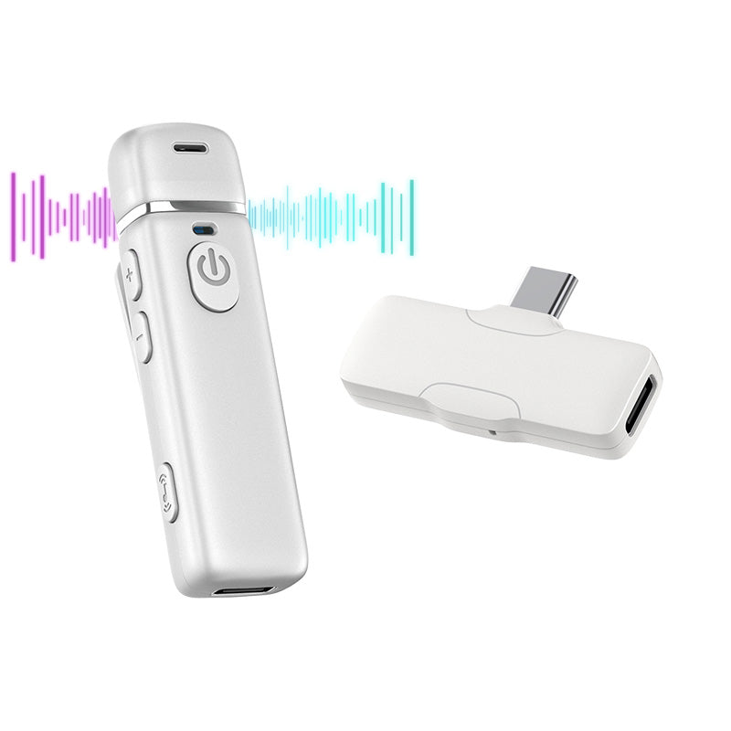 2.4G Mini Wireless Lavalier Microphone for Video Recording-White