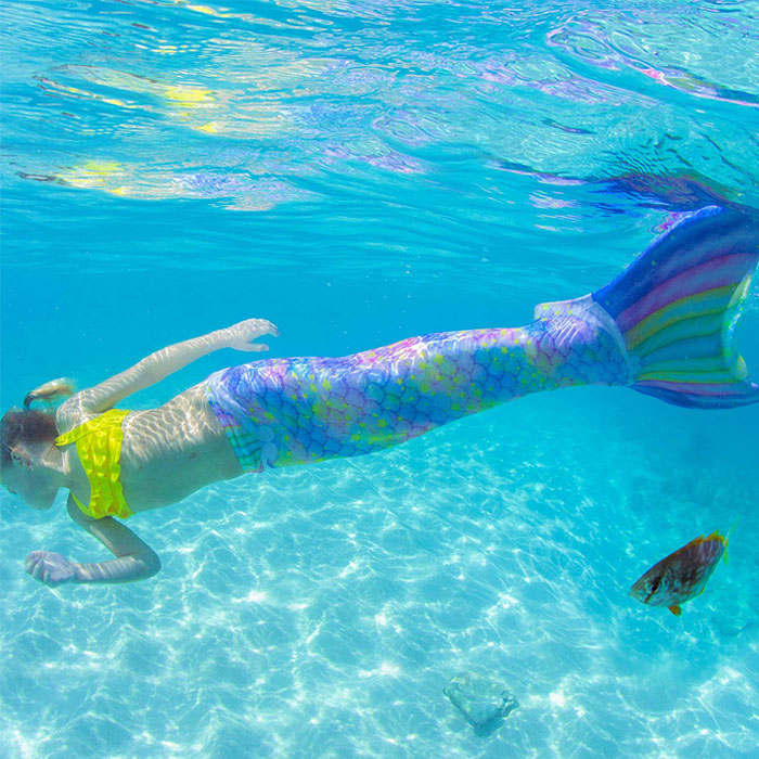 Kids Atlantis Mermaid Tails For Swimming Swimsuit With Flippers-Magic Color