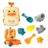 8 Pcs Kids Beach Toy Set Portable Trolley Case for Beach Park-Duck