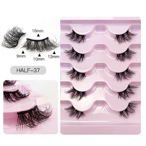 Half Lashes Natural Looking Cat Eye Fluffy 3D Curly False Eyelashes-37