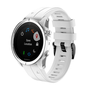 Silicone Replacement Band 20mm Quick Release Easy Fit For Garmin Fenix 5S/5S Plus/6S/6S Pro Smartwatch Black Steel Buckle-White
