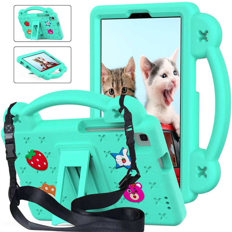 Strawberry Tablet Case with Holder for HUAWEI M3/Samsung Galaxy Tab A7 Lite (2021)/A8 (2019)-MintGreen