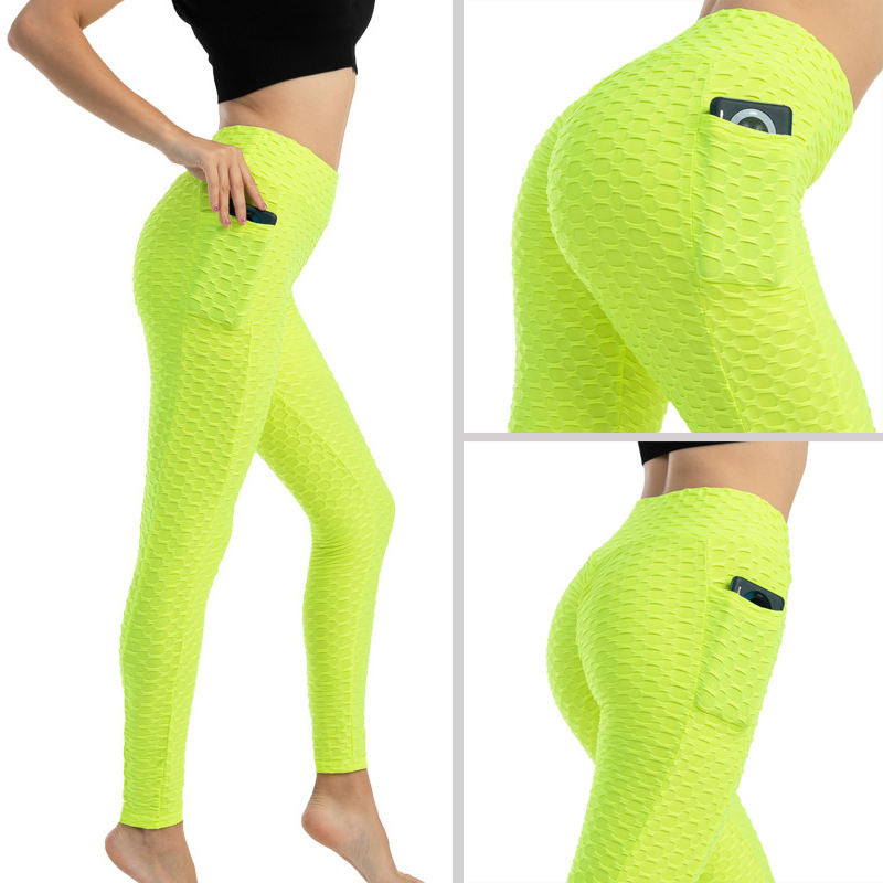 Womens Leggings Ruched Butt Lifting Stretchy Tights with Pockets-Green