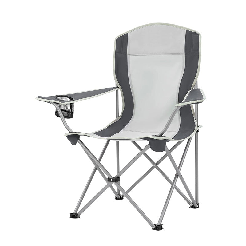 Lightweight Camping Chair with Arm Rest Cup Holder and Carry Bag-Grey