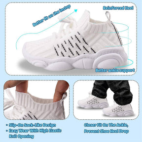 Girls and Boys Sneakers Cotton Mesh Breathable Shoes Outdoor-White