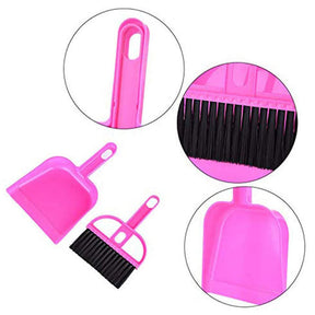 Pet Cage Broom Brush Dustpan Set Cat Litter Sweeper Brush-Pink