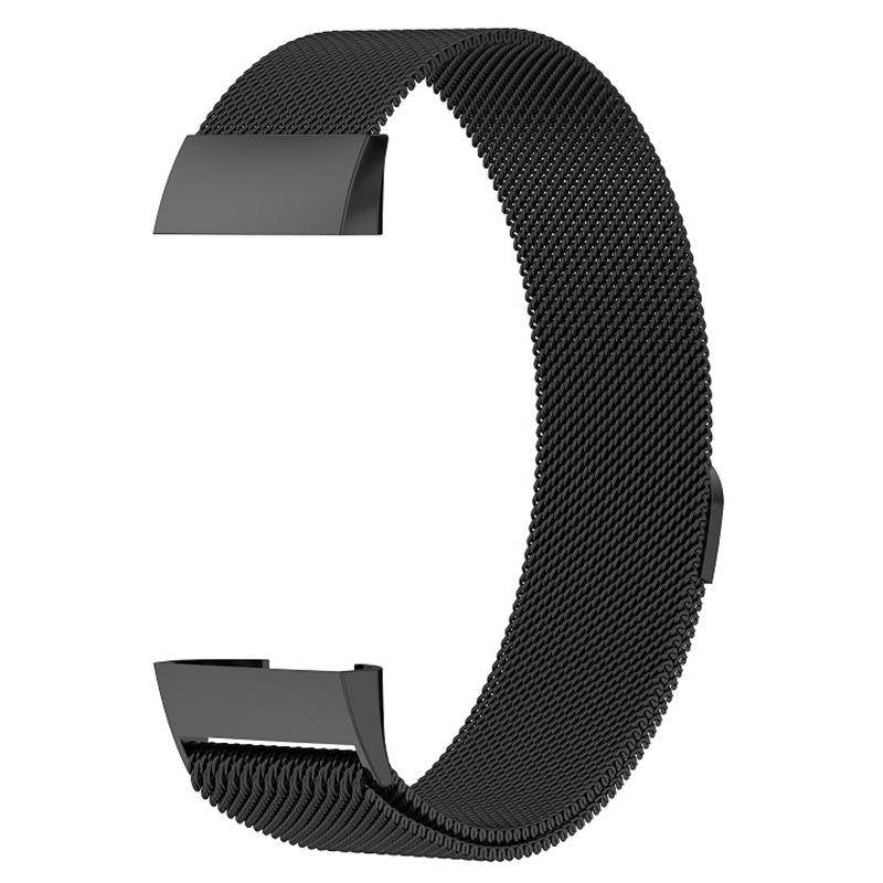 For Fitbit Charge 3 Wristband Milanese Replacement Stainless Steel Watch Band-Black