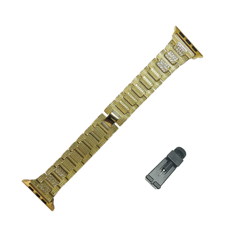 SPZ Stainless Steel Watch Band Adjustable Wristbands for Apple IWatch Series SE/1/2/3/4/5/6 For Women-Gold