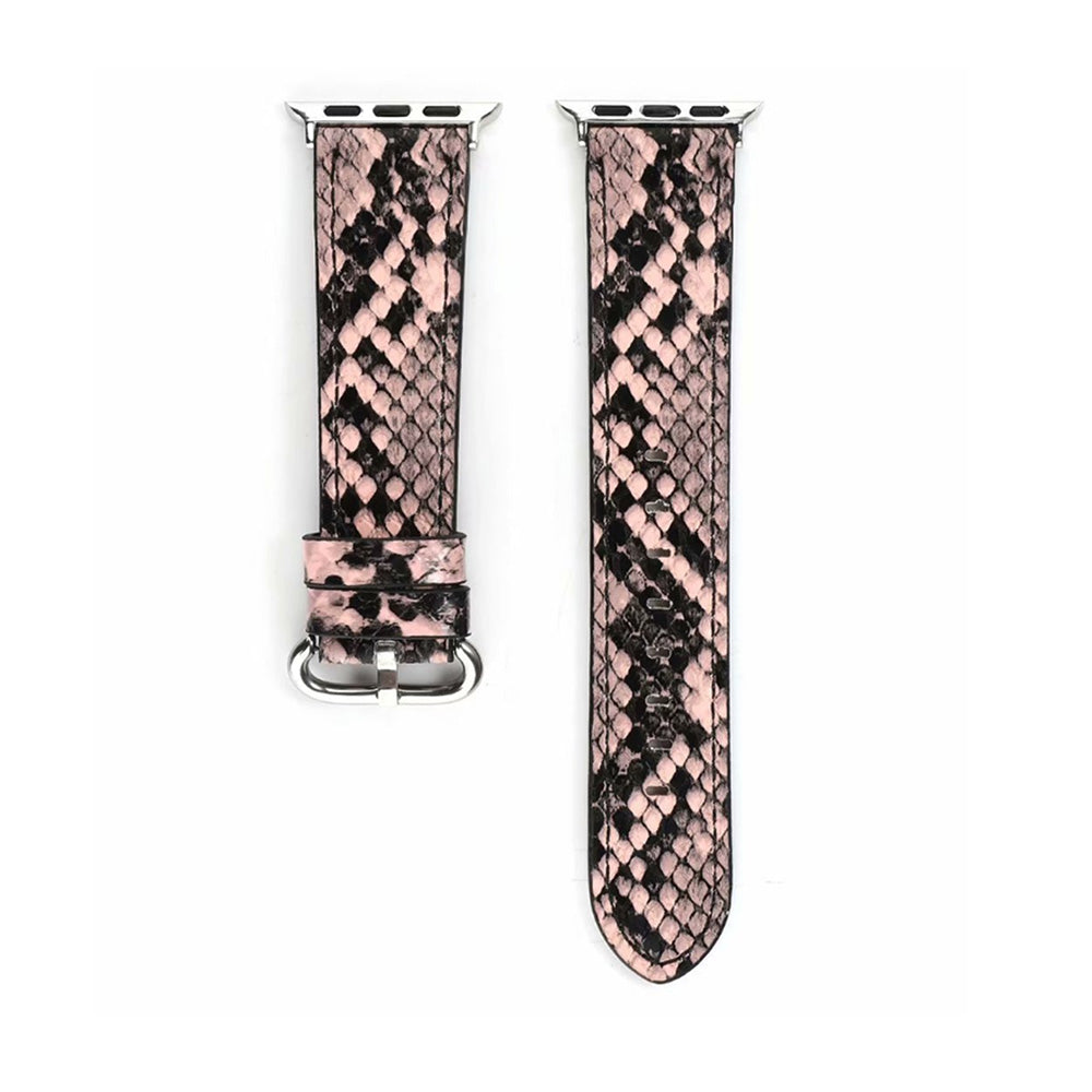 Snakeskin Pattern PU Leather Watch Band Microfiber Design For Apple Watch SE/6/5/4/3/2/1(Pink)