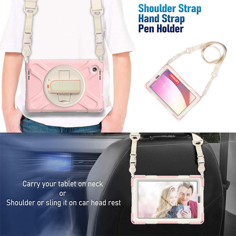 Tablet Case Heavy Duty with Swivel Stand for Lenovo Tab M8 4th Gen-SakuraPink