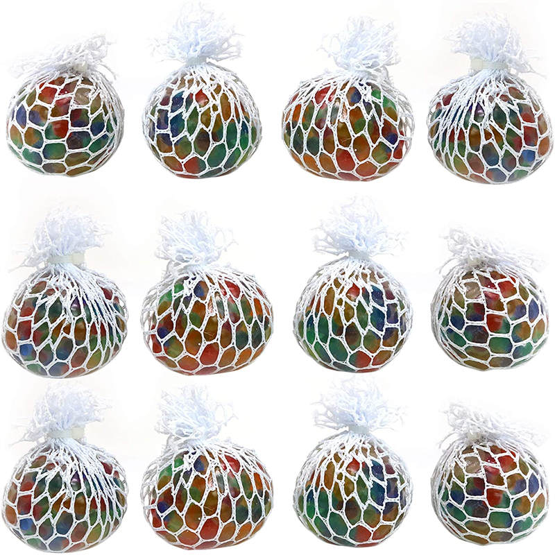 12pcs Mesh Balls - Squishy Fidget Balls Stress Reliever Party Favors