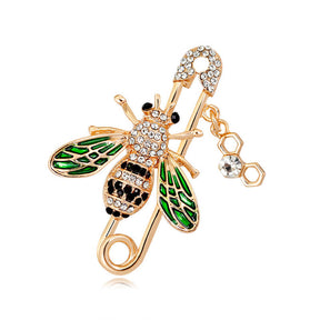 Bee Brooch Women Enamel Crystal Insect Lapel Pin