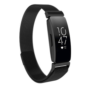 Stainless Steel Metal Replacement Strap Magnet Buckle For Fitbit Inspire HR-Black