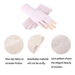 4 Pairs Women Gloves Summer Sunscreen Fingerless Gloves UV Protection Half Finger Gloves-C