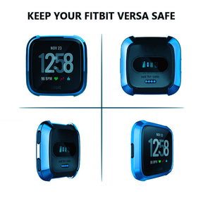 For Fitbit Versa Electroplated TPU Watch Case -Blue