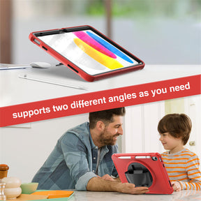 Tablet Case For iPad 10th with 360¡ã Kickstand/Hand Strap Shockproof-Red