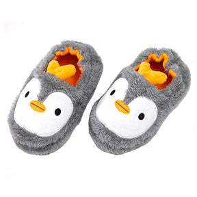 Toddler Boys Girls Soft Plush Slippers Cartoon Cute Animal Warm Shoes-Grey