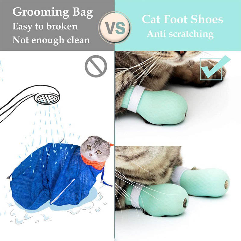 4 PCS Anti-Scratch Cat Foot Shoes Silicone Pet Claws Cover for Home Bathing