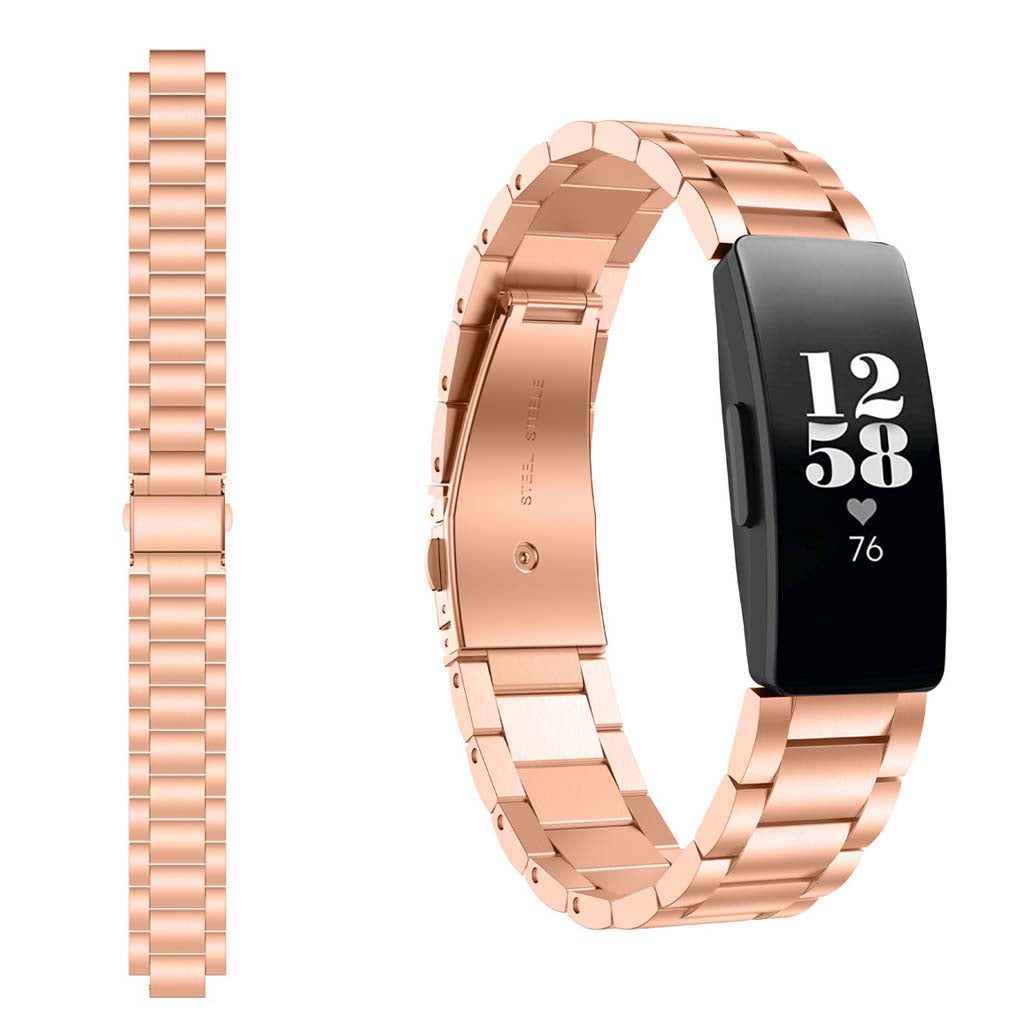 16mm  Stainless Steel Watch Band For Fitbit Inspire HR-Rose Gold