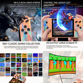 3.5inch Screen Retro Handheld Game Console 800 Classic FC Games Support to TV Output-Two Players-Grey