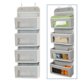 Over Door Wall Mount 4 Clear Window Pocket Organizer - Gray