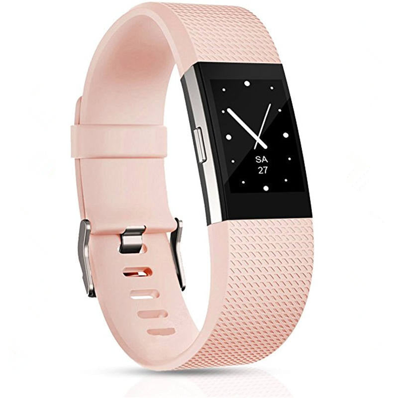 Replacement Strap For Fitbit Charge 2 Silicone Adjustable Sports Wristband-Light Pink