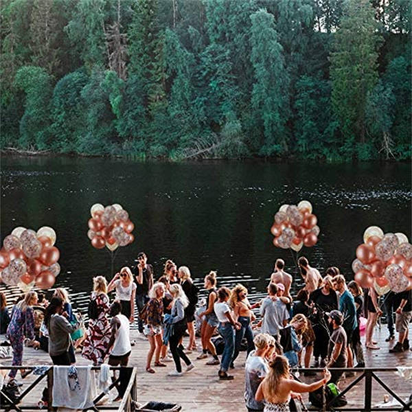 60 PACK Rose Gold Balloons + Confetti Balloons Rosegold Balloons for Parties Baby Shower Graduation Engagement Wedding