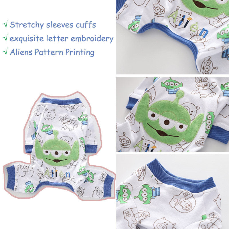 Cartoon Aliens Dog Pajamas Stretchy Cool 4 Legs Jumpsuit for Summer