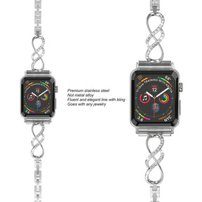 8 Shape Watch Band Stainless Steel Wristbands for Apple IWatch Series SE/1/2/3/4/5/6 For Women-Silver