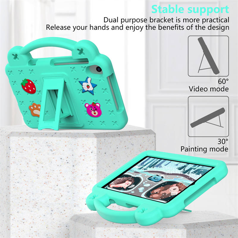 Strawberry Tablet Case with Shoulder Strap Stand for Samsung Galaxy Tab A 8.4 inch 2020-MintGreen